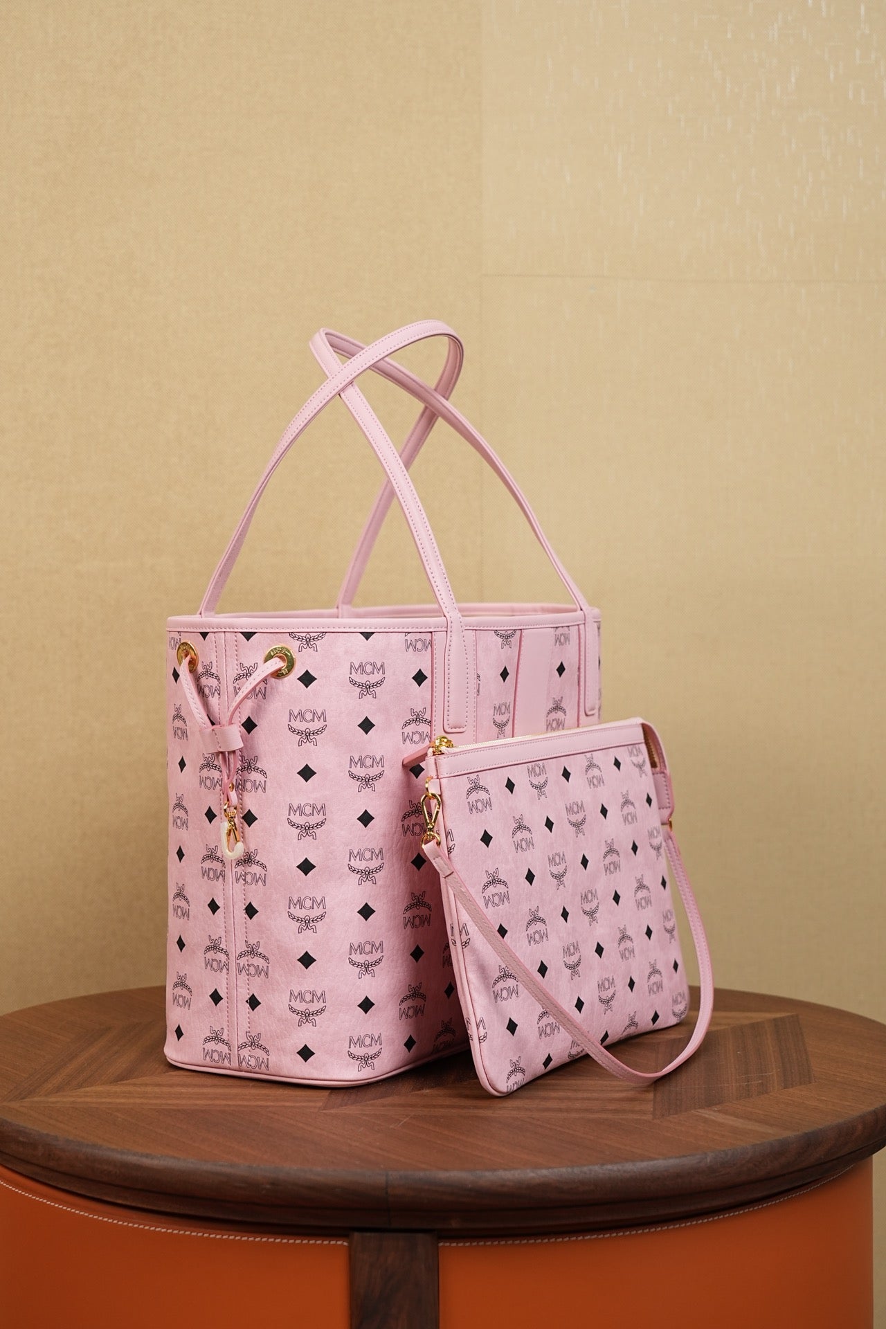Soft Pink Double-Sided Shopping Bag by MCM Liz