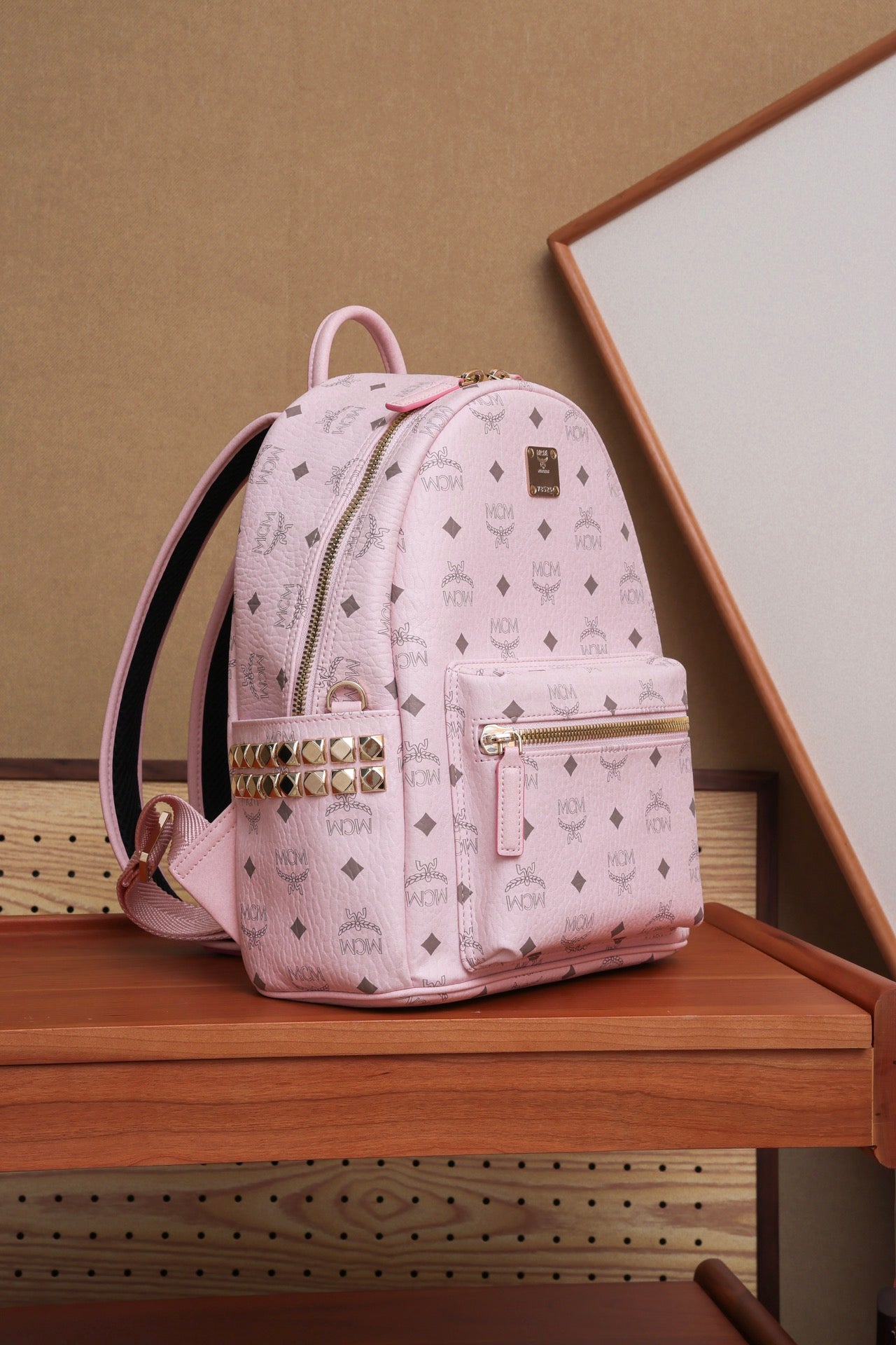 MCM Stark Visetos Pink Backpack - Stylish & Functional
