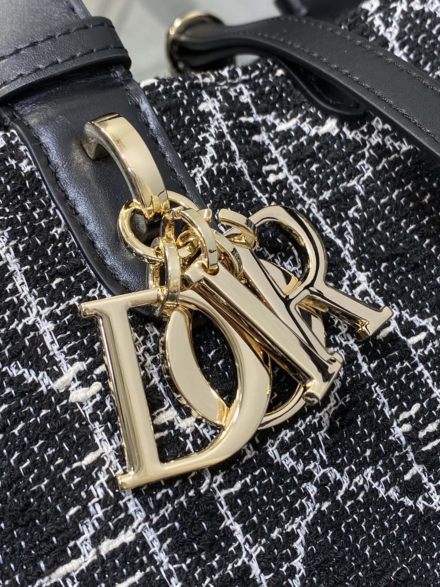 Dior Toujours Tweed Oversized Calfskin Bag - Medium Bold Black