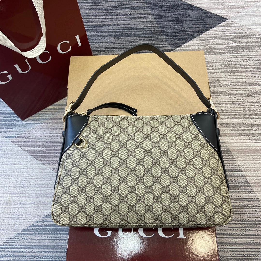 Gucci GG Emblem Series Medium Shoulder Bag â€“ Black PVC