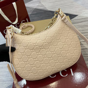 Gucci GG Emblem Medium Shoulder Bag in Pink Leather