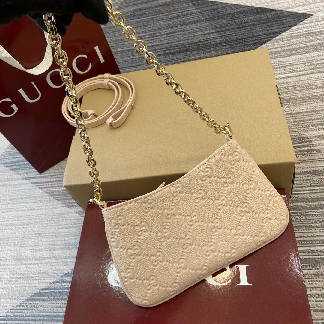 Gucci GG Emblem Mini Handbag - Elegant Grained Leather