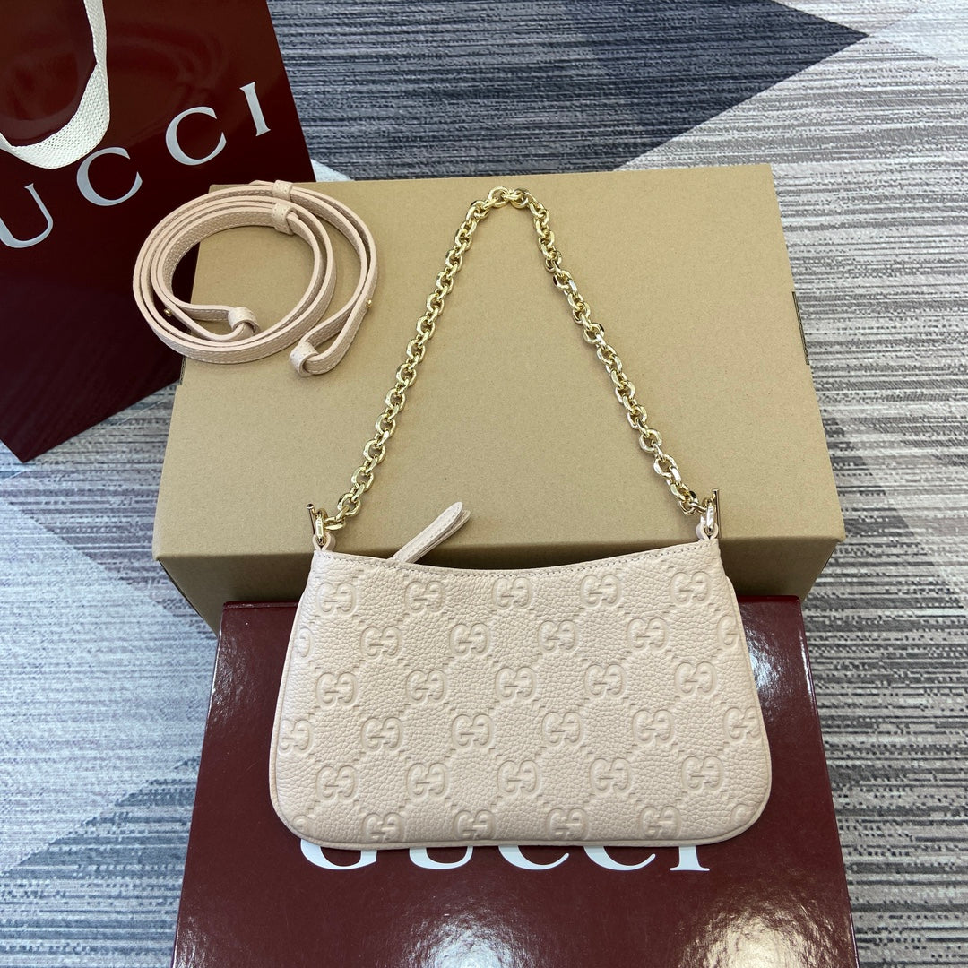 Gucci GG Emblem Mini Handbag - Elegant Grained Leather