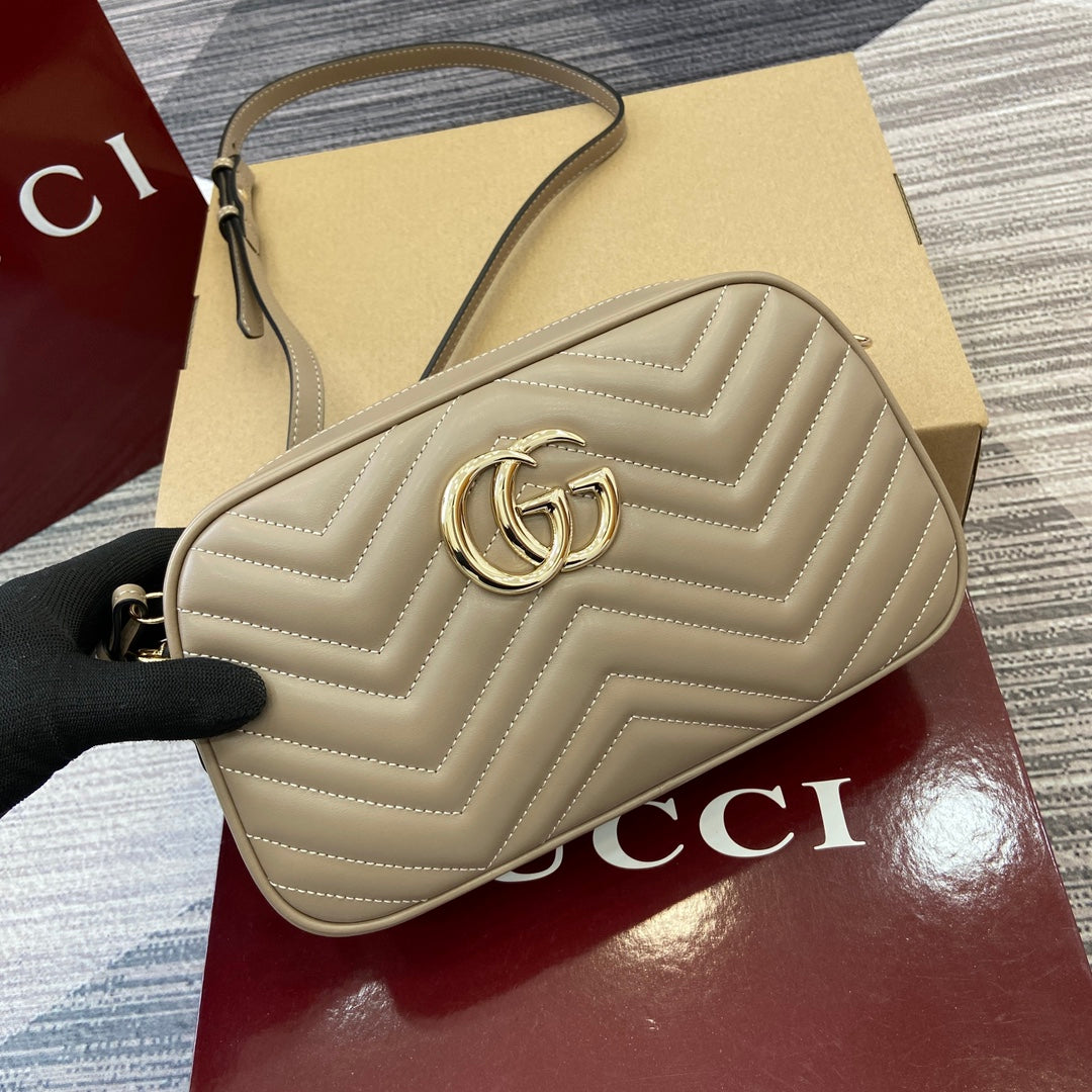 Gucci GG Marmont Small Quilted Leather Shoulder Bag - Beige