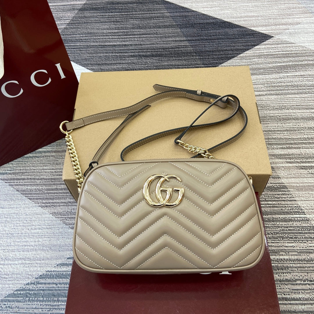 Gucci GG Marmont Small Quilted Leather Shoulder Bag - Beige