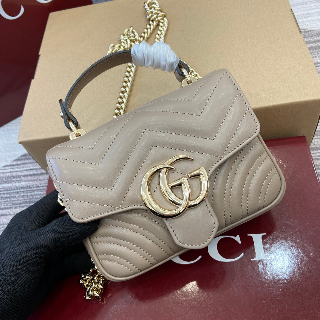 Gucci GG Marmont Mini Handbag - Beige Quilted Leather