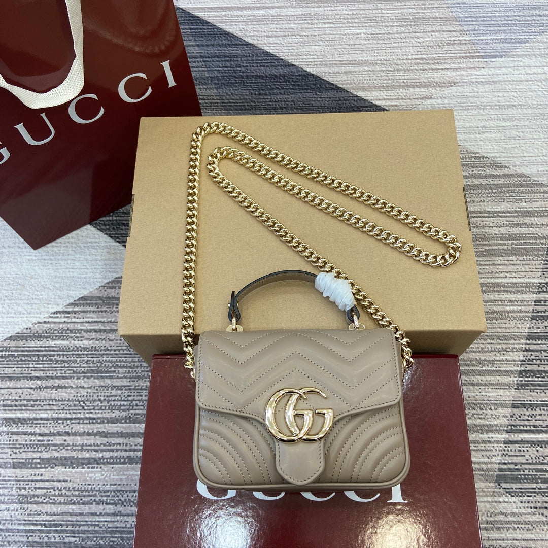 Gucci GG Marmont Mini Handbag - Beige Quilted Leather
