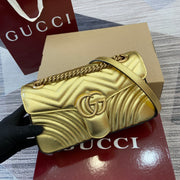Gucci GG Marmont Small Shoulder Bag - Gold Metallic Leather