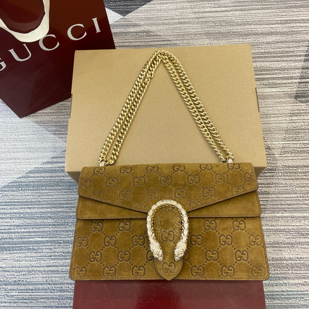Gucci Dionysus Small Suede Shoulder Bag - Brown Nubuck