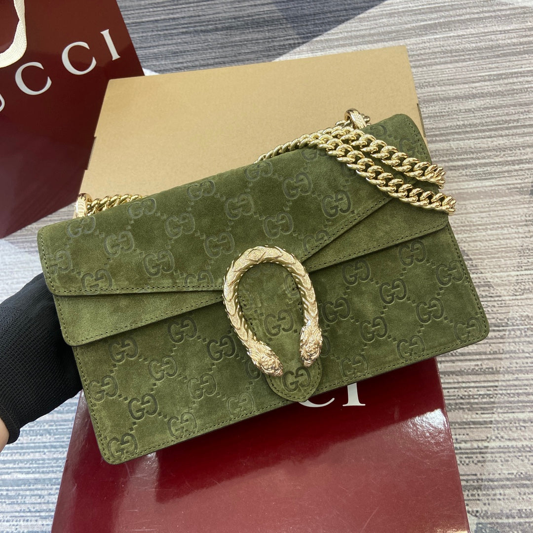 Gucci Dionysus Green Suede Small Shoulder Bag