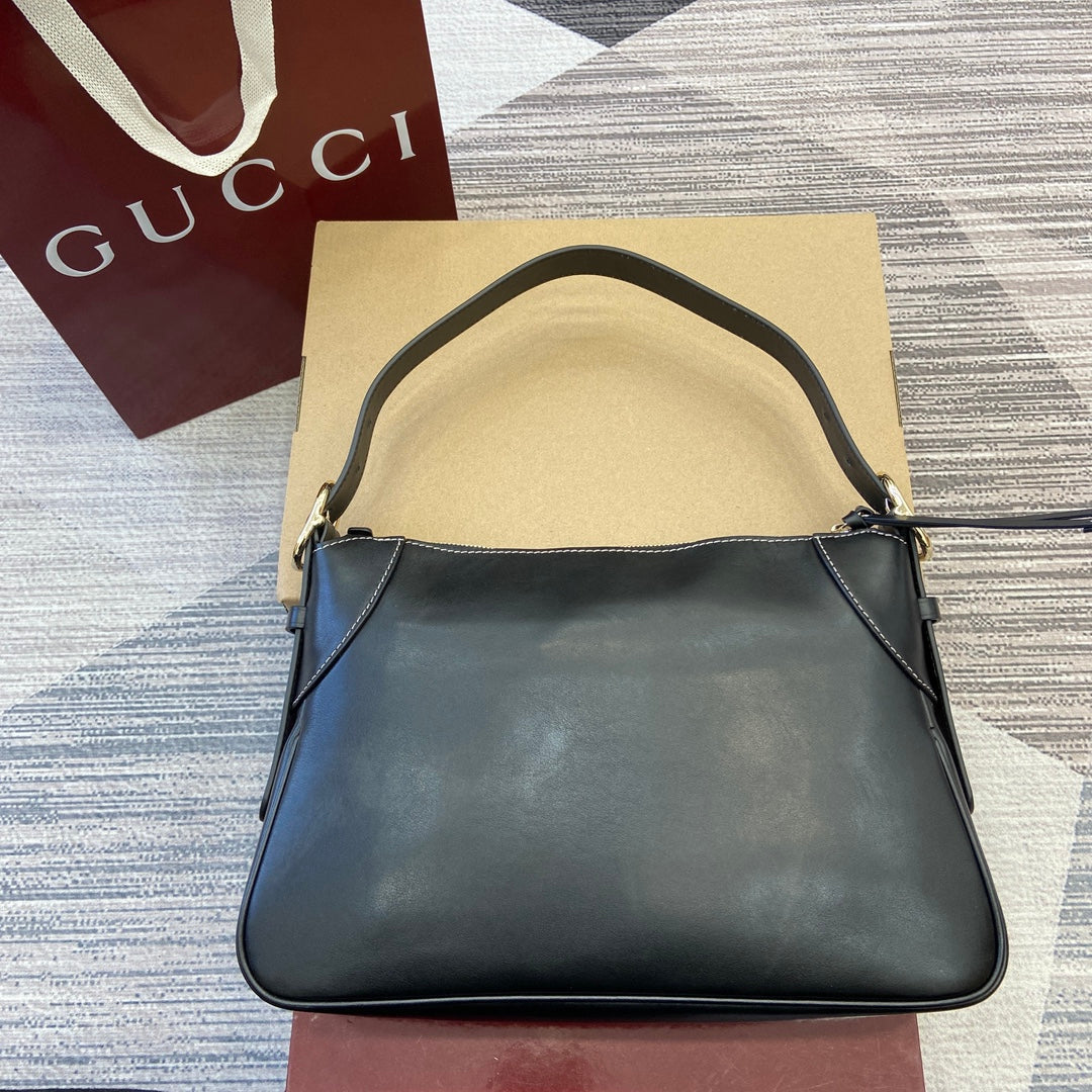 Gucci GG Emblem Medium Shoulder Bag - Authentic Leather Elegance