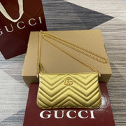 Gucci GG Marmont Ultra-Mini Gold Leather Handbag