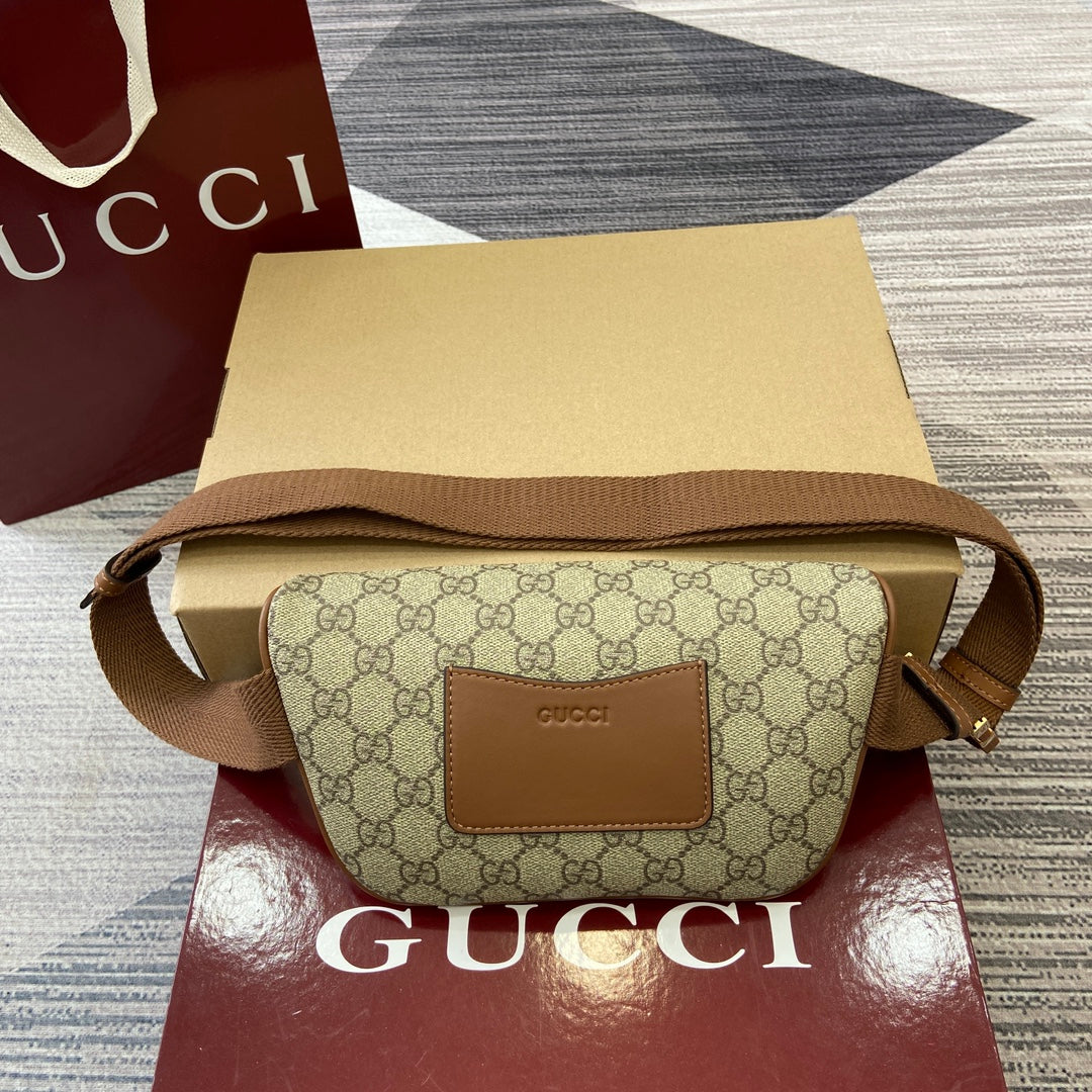 Gucci GG Emblem Menâ€™s Travel Belt Bag - Black Monogram