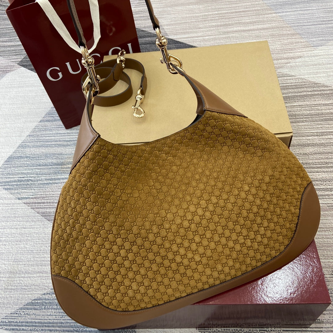 Gucci GG Double Lock Suede Shoulder Bag - Vintage-inspired Luxury Handbag