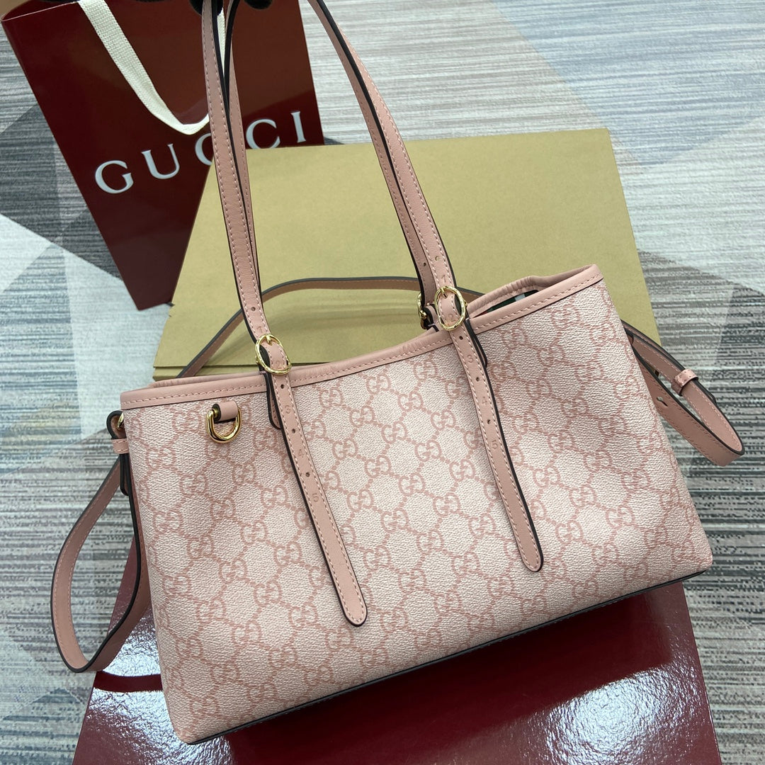 Gucci GG Emblem Small Tote Bag - Light Pink Leather