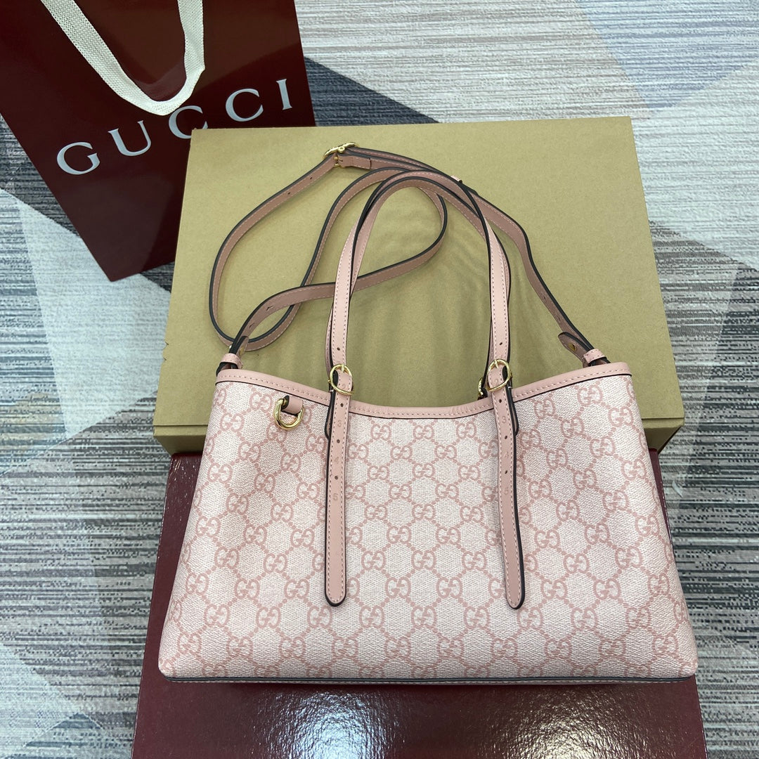 Gucci GG Emblem Small Tote Bag - Light Pink Leather