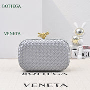 Elegant BV Knot Woven Evening Bag with Snake Skin Trim
