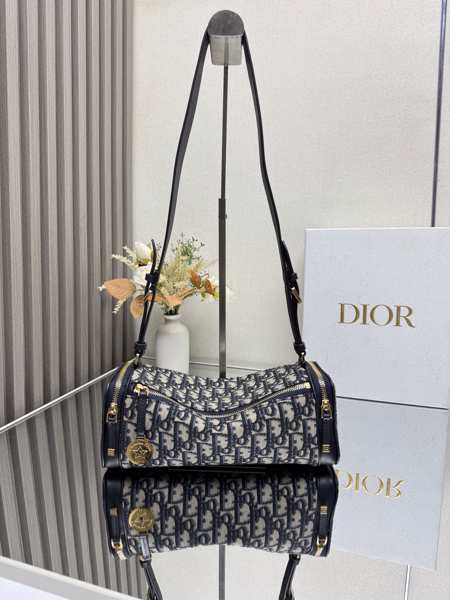 DiorStar East-West Mini Handbag in Blue Oblique Fabric