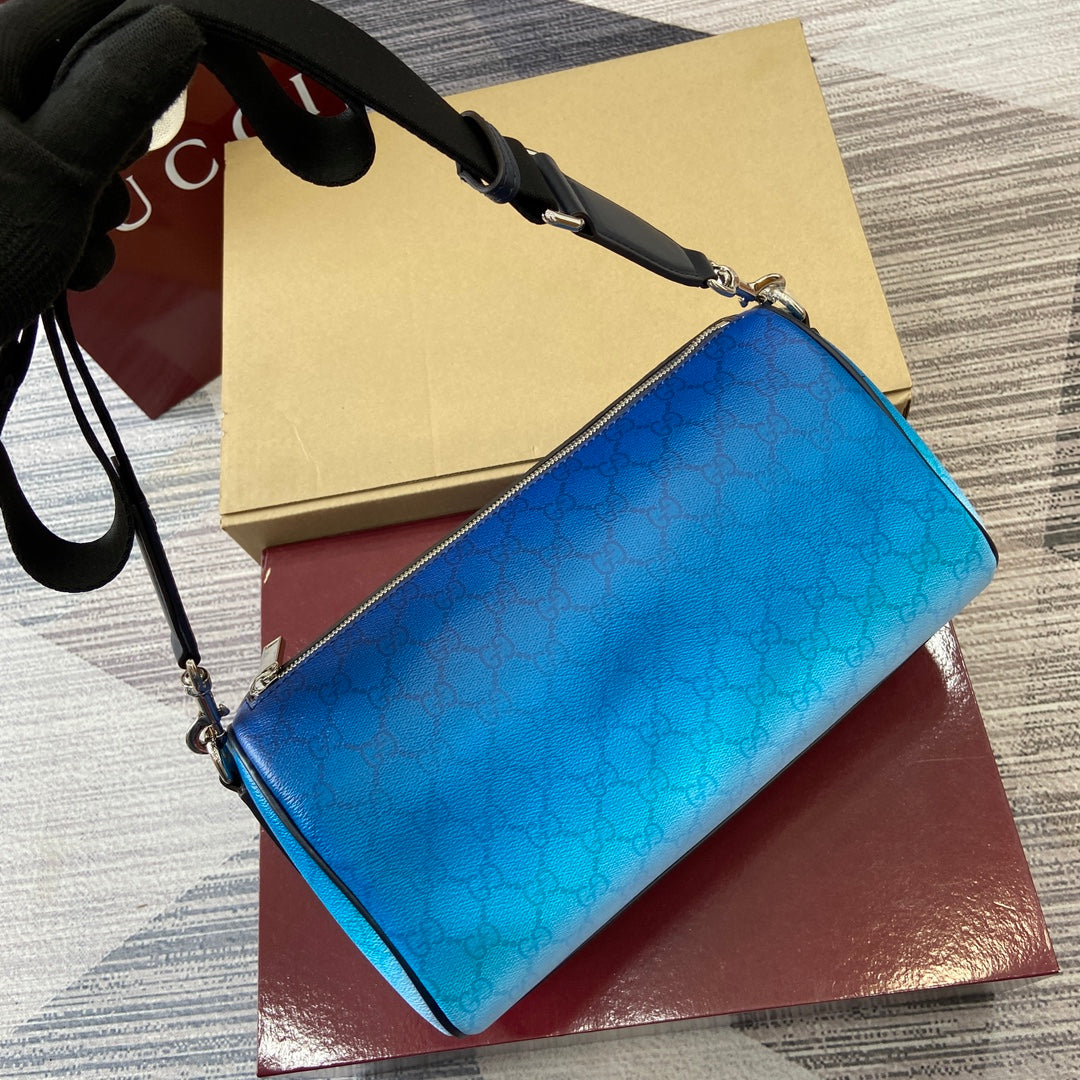 Gucci Gradient Blue GG Monogram Boston Bag