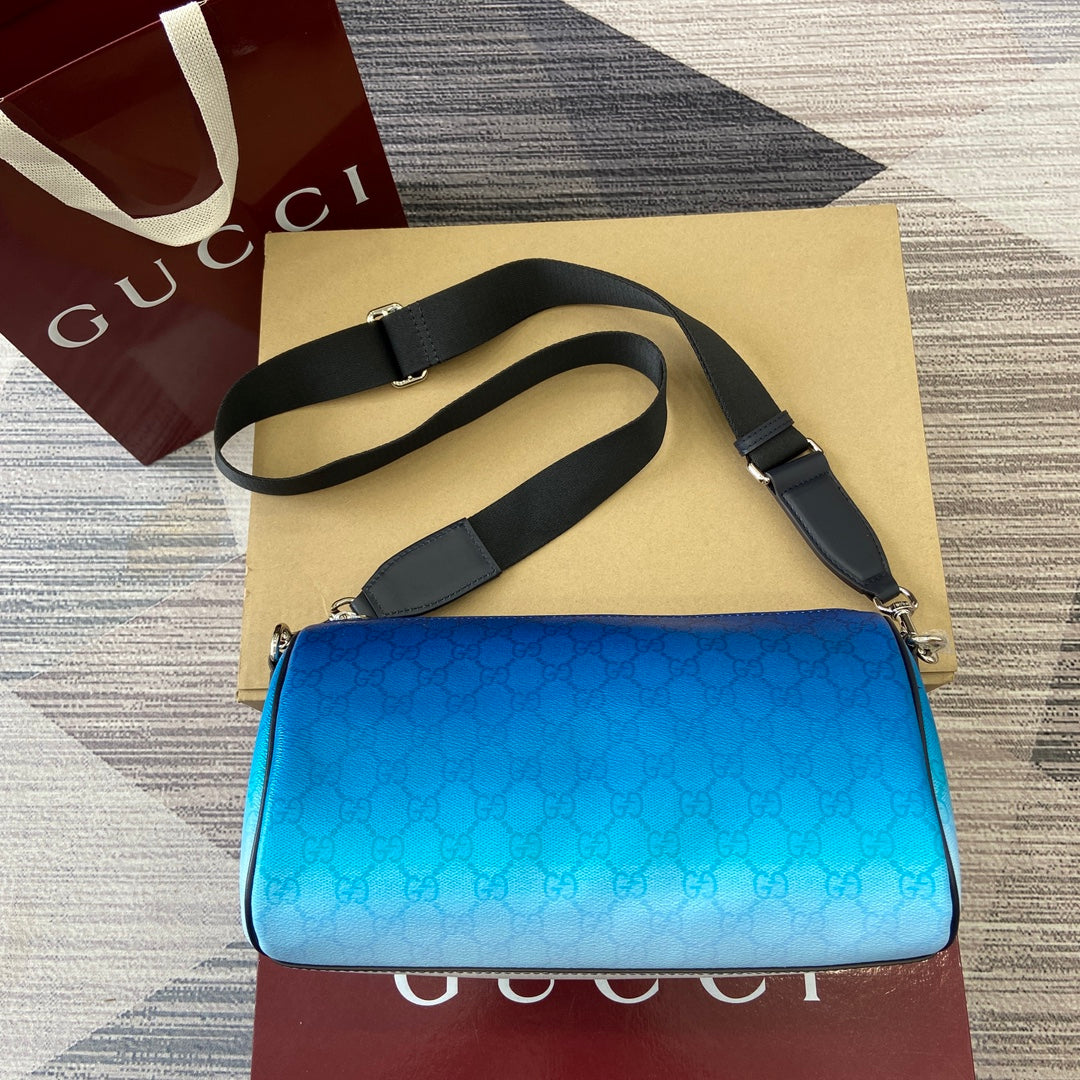Gucci Gradient Blue GG Monogram Boston Bag