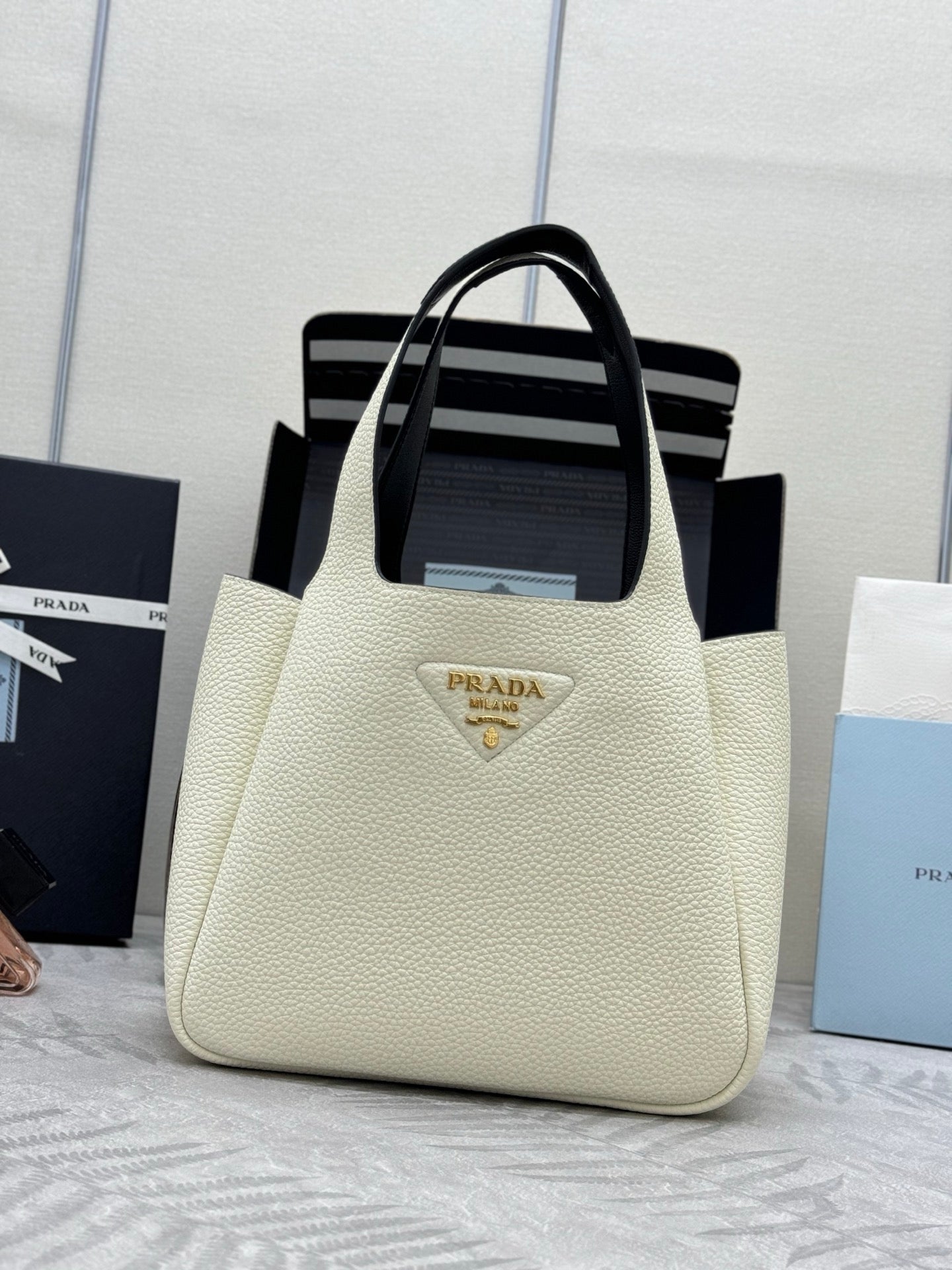 Prada Medium Vegetable Basket with Gold Buckle - Stylish Shopping Bag