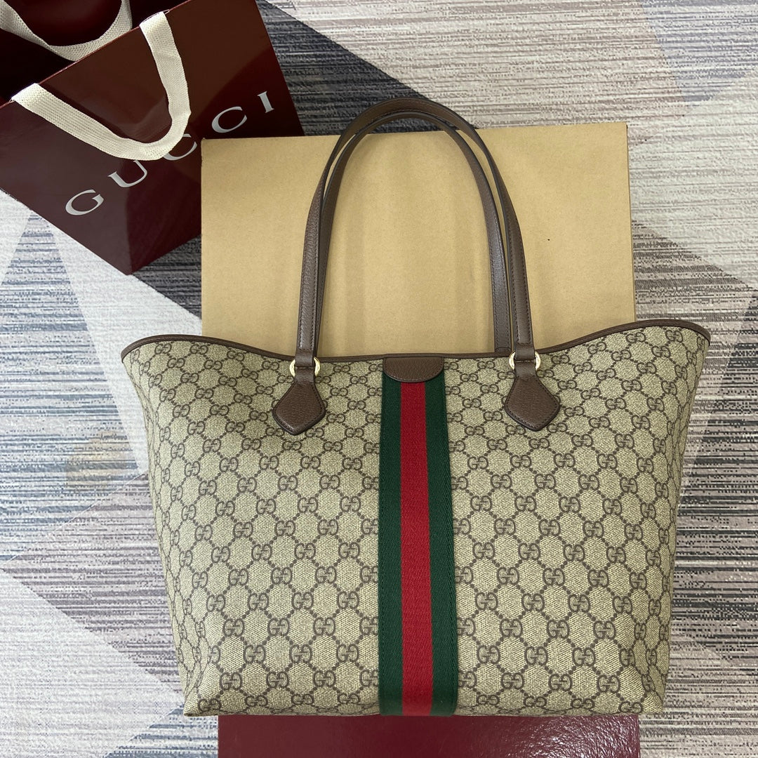 Gucci Ophidia Beige & Brown GG Canvas Handbag