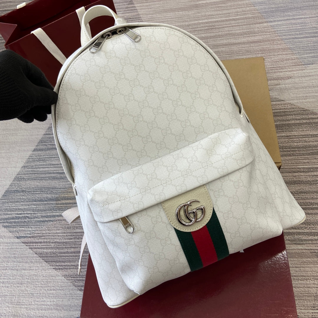 Gucci Ophidia White GG Supreme Backpack