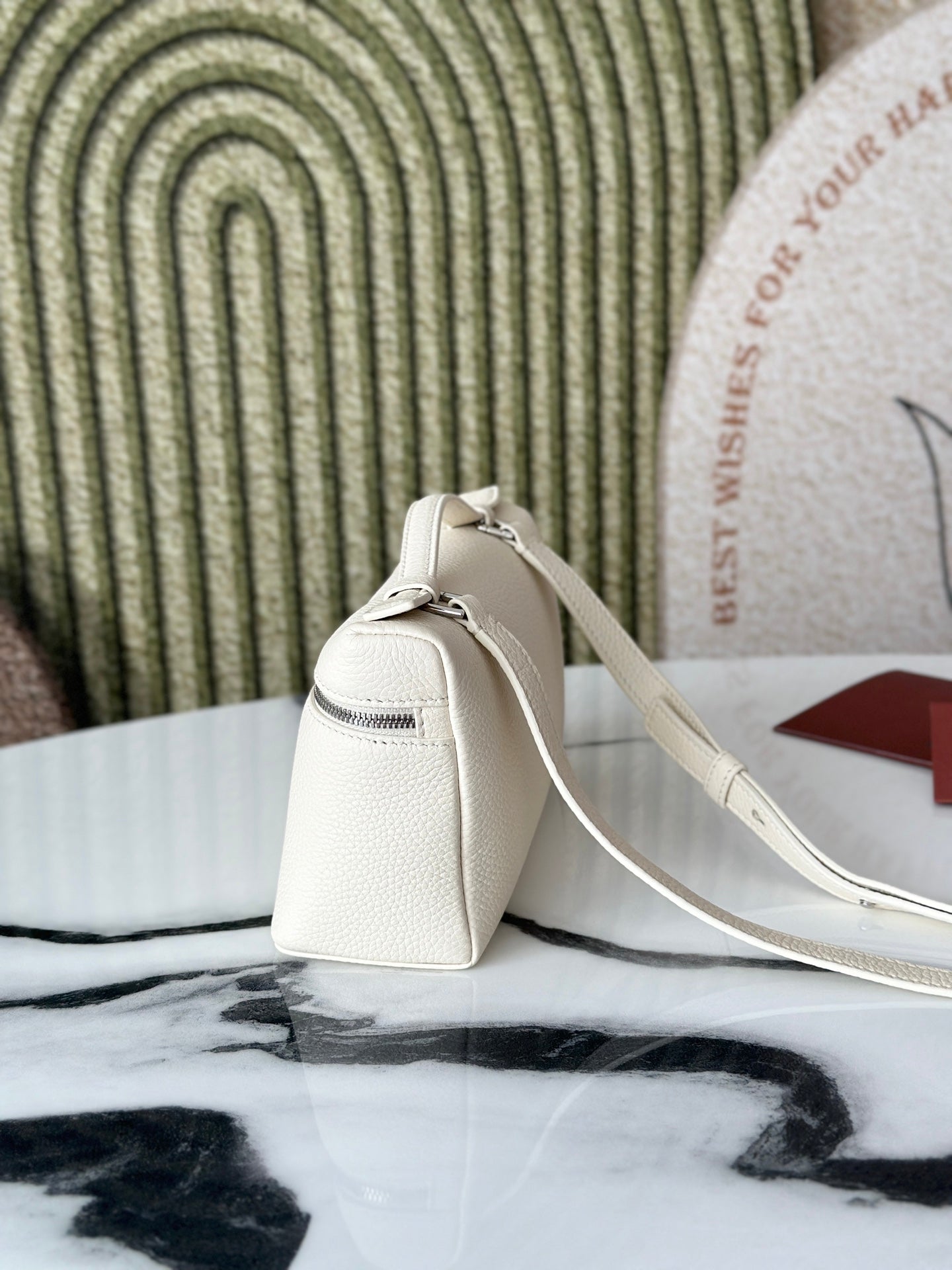 L19 Milkshake Silver Buckle Shoulder Bag with Extra Pocket