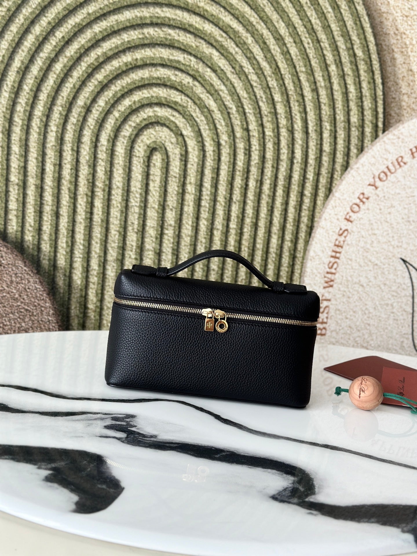 L19 Black Gold Buckle Crossbody Bag with Extra Pocket