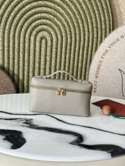 L19 Stone Gray Handbag with Gold Buckle - Small Crossbody Bag