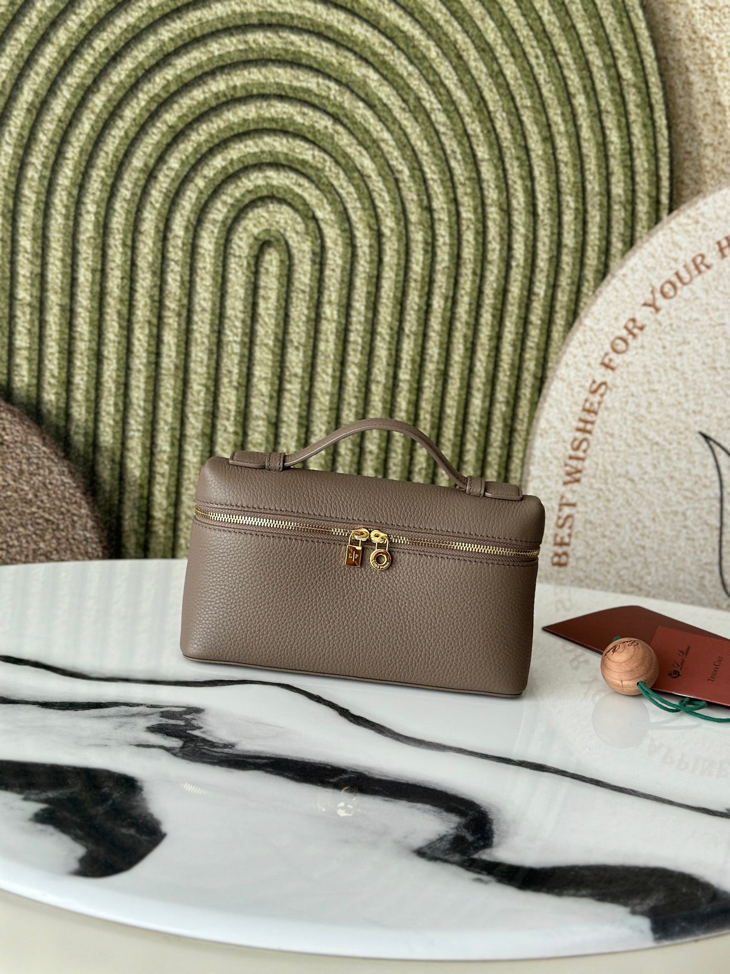 L19 Elephant Gray Handbag with Gold Buckle - Versatile Crossbody