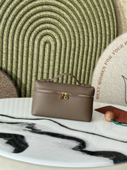 L19 Elephant Gray Handbag with Gold Buckle - Versatile Crossbody