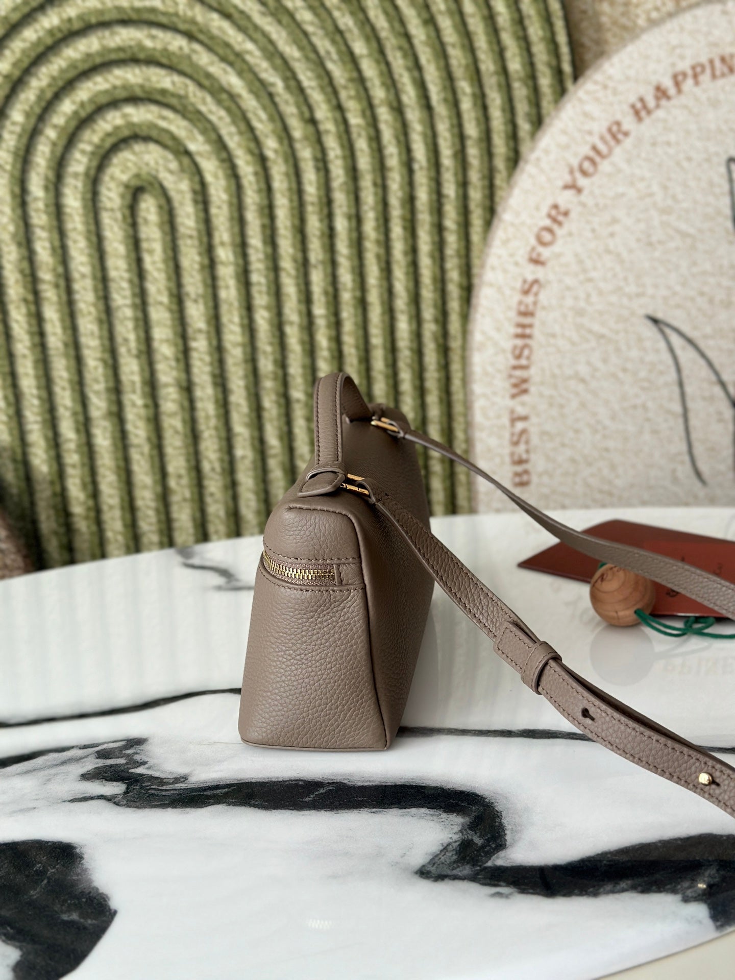 L19 Elephant Gray Handbag with Gold Buckle - Versatile Crossbody