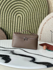 L19 Elephant Gray Handbag with Silver Buckle - Versatile Shoulder Strap