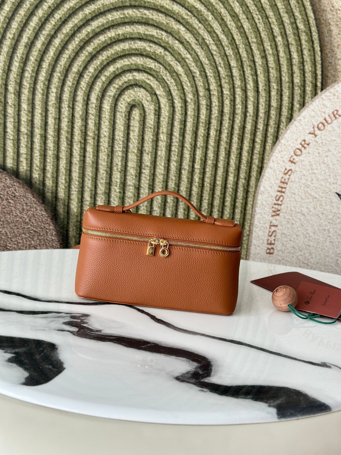 Loro Piana L19 Gold Brown Crossbody Bag with Extra Pocket