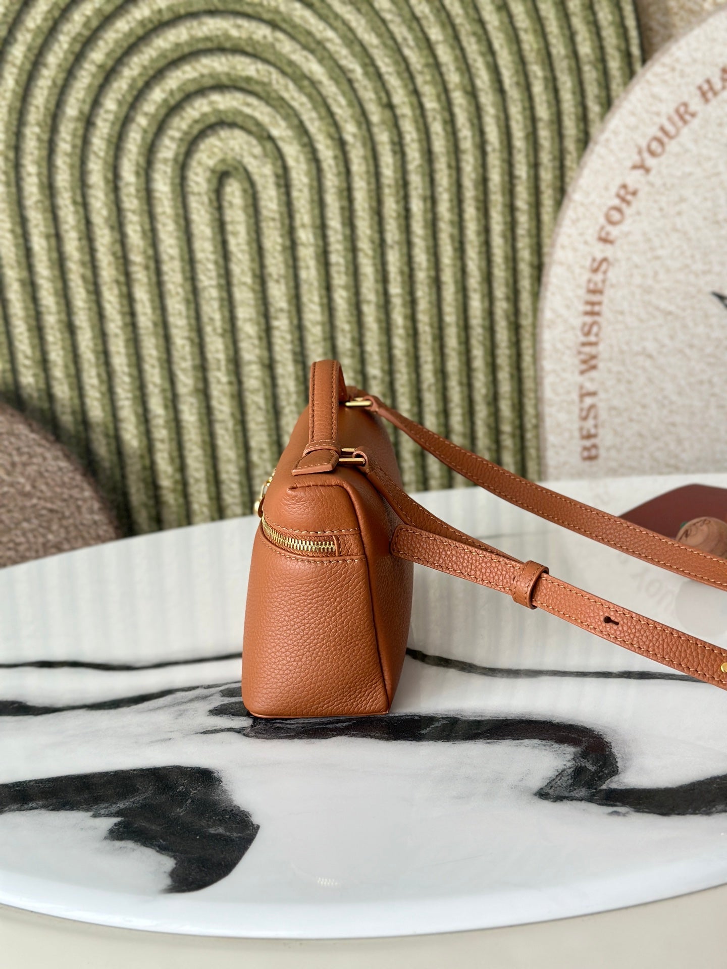 Loro Piana L19 Gold Brown Crossbody Bag with Extra Pocket