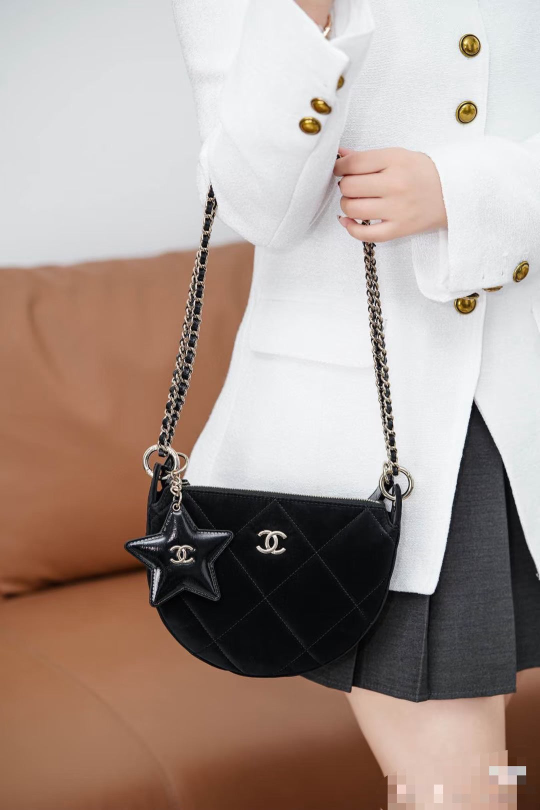 Velvet Five-Pointed Star Crescent Bag - 25N Coco Neige