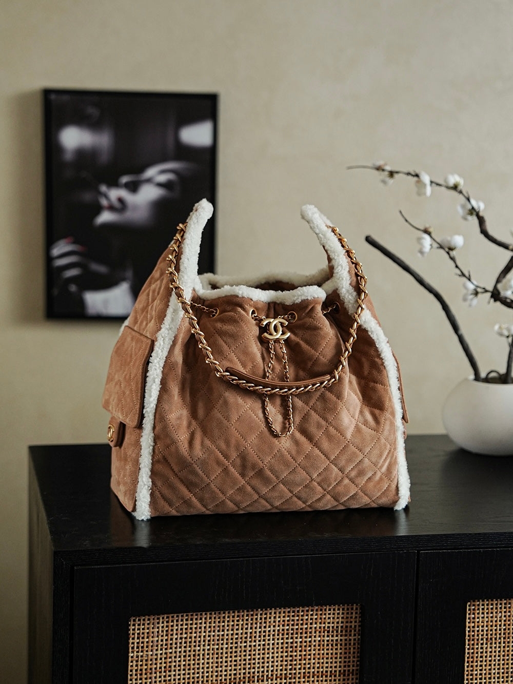 Chane 25k Hobo Bag - Premium Suede & Lamb Wool