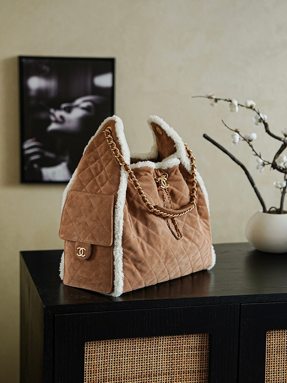 Chane 25k Hobo Bag - Premium Suede & Lamb Wool